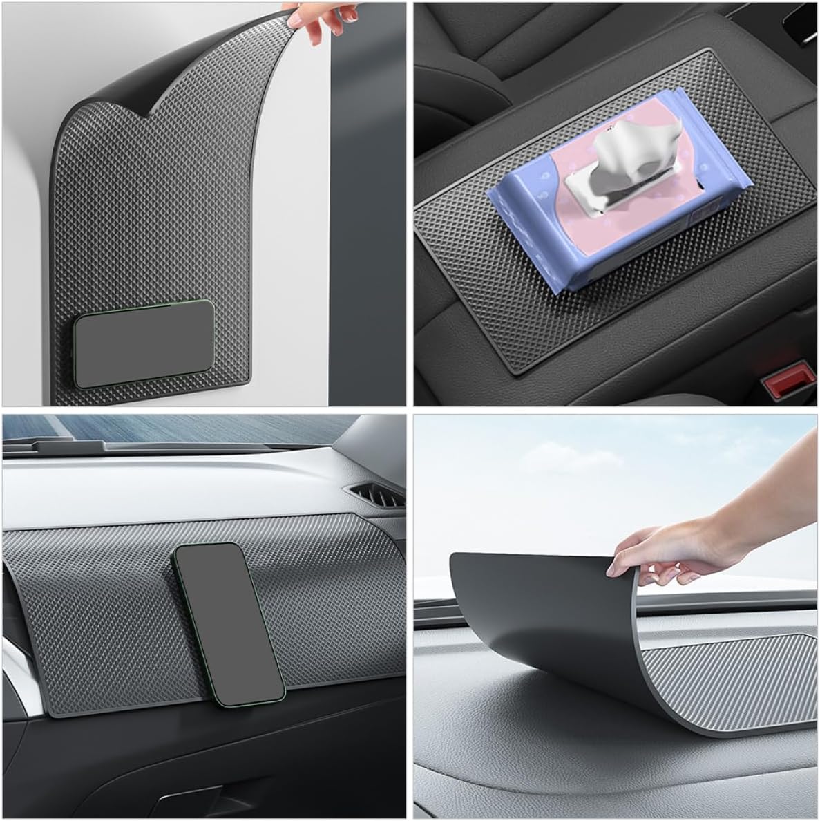 3pcs Sticky Dashboard Pad Non- Car Dashboard Mat for Phones Strong Adhesive Grip Shape for Secure Use Vehicles