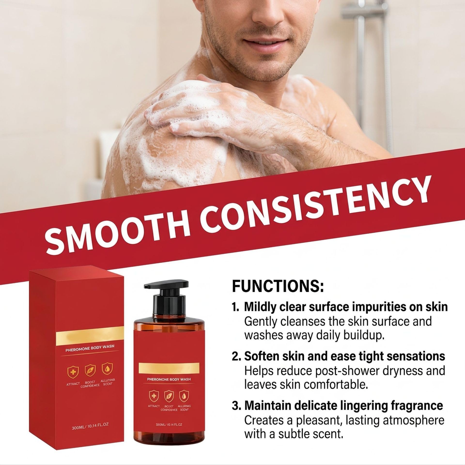 Gel douche parfumé pour hommesà la texture douce et à lamoussericheet dense
