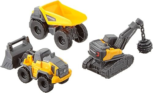 Miniatura 3 de Dickie Toys Volvo Micro Builders - Juego de 3 juguetes para construcción, excavadora, juego de 3 vehículos de construcción, 2 diseños diferentes,