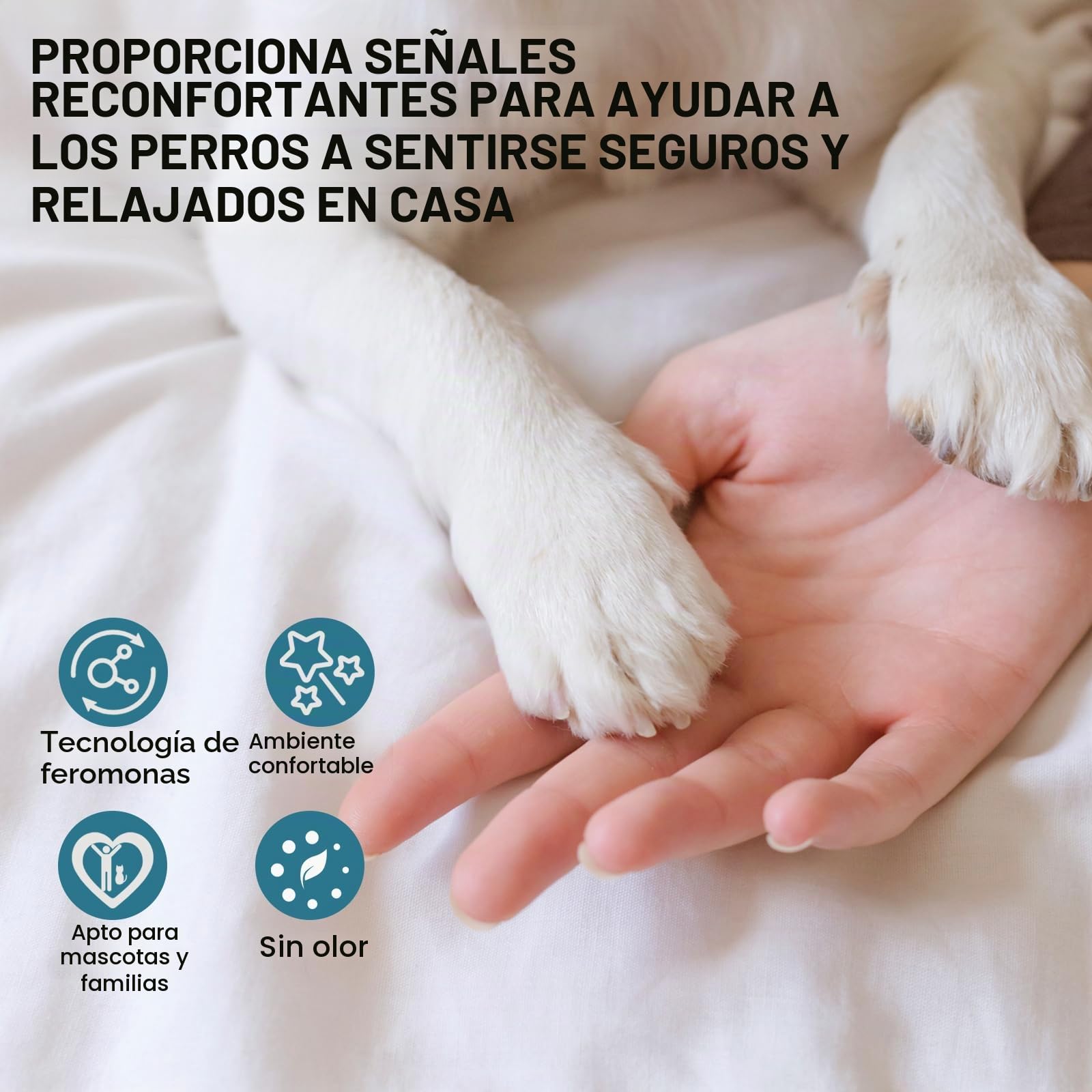 JJW Kit Difusor de Feromonas Calmantes para Perros - 1 Difusor + 4 Recargas de 48ml | Reduce Ansiedad, Estrés y Miedo | Efecto Calmante para Tormentas, Viajes y Entornos Nuevos (Azul, M)