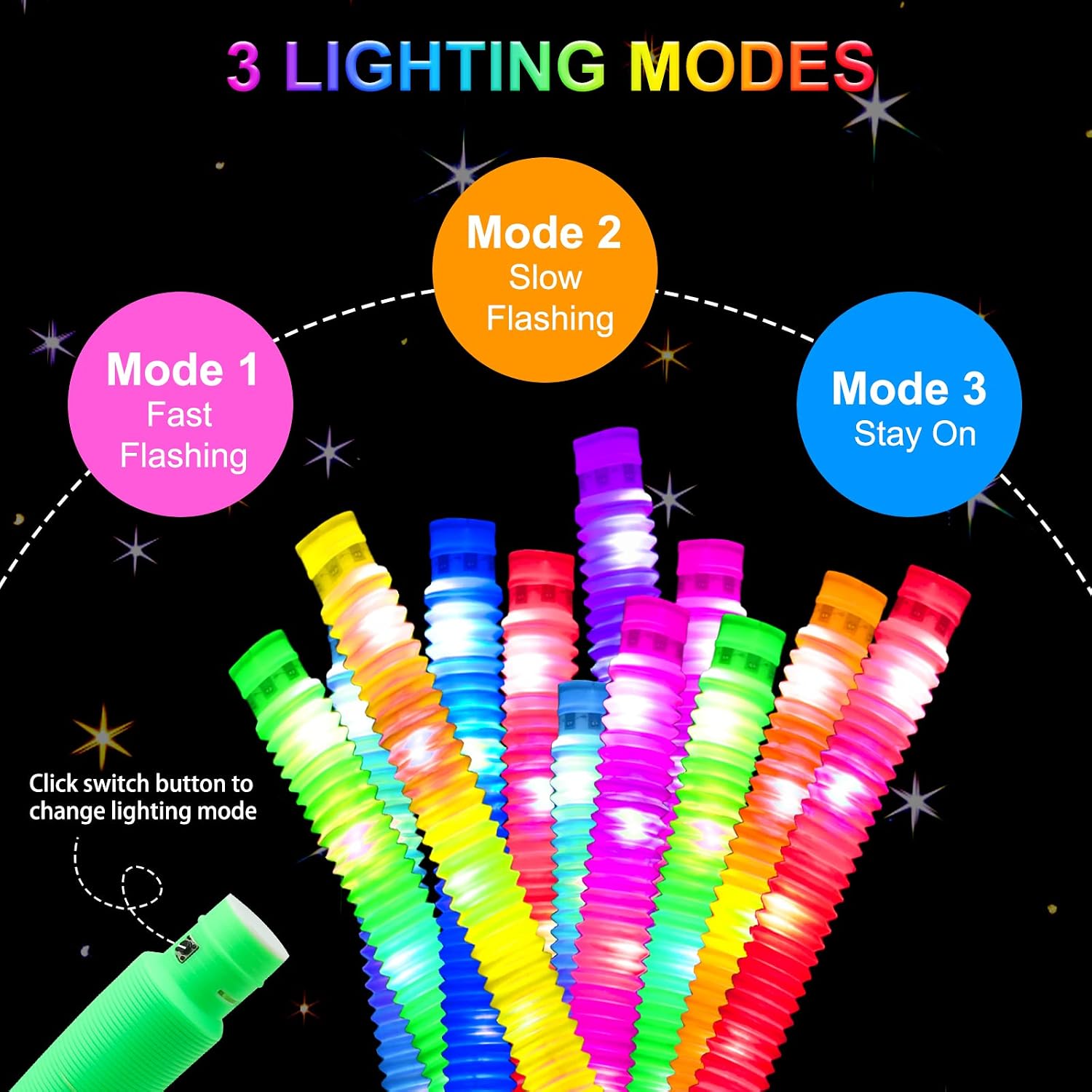 UrChoice Glow Sticks,16PCS LED Pop Tubes Party Favors,Glow Necklaces Bracelets, Light up Camping Toys ,Imaginative Play,Birthday Wedding Decorations,Tons of Ways to Play