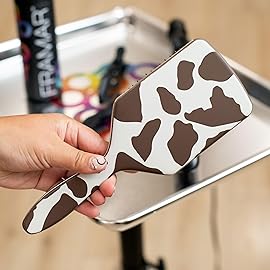 FRAMAR Paddle Hair Brush Detangler, Detangling Hairbrush For Women, Wet Hair Brush For Girls, Hair Detangler Brush, Wet Hairbrush, Hairbrushes, Girls Hairbrush Detangler, Reduces Frizz - Cow Print