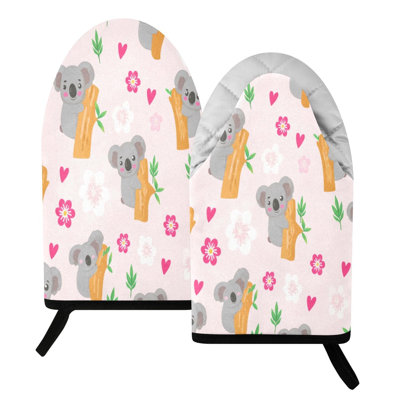 BURSTDDY Leaves and Koalas Oven Mitt,Heat Resistant Kitchen Mitts for Cooking