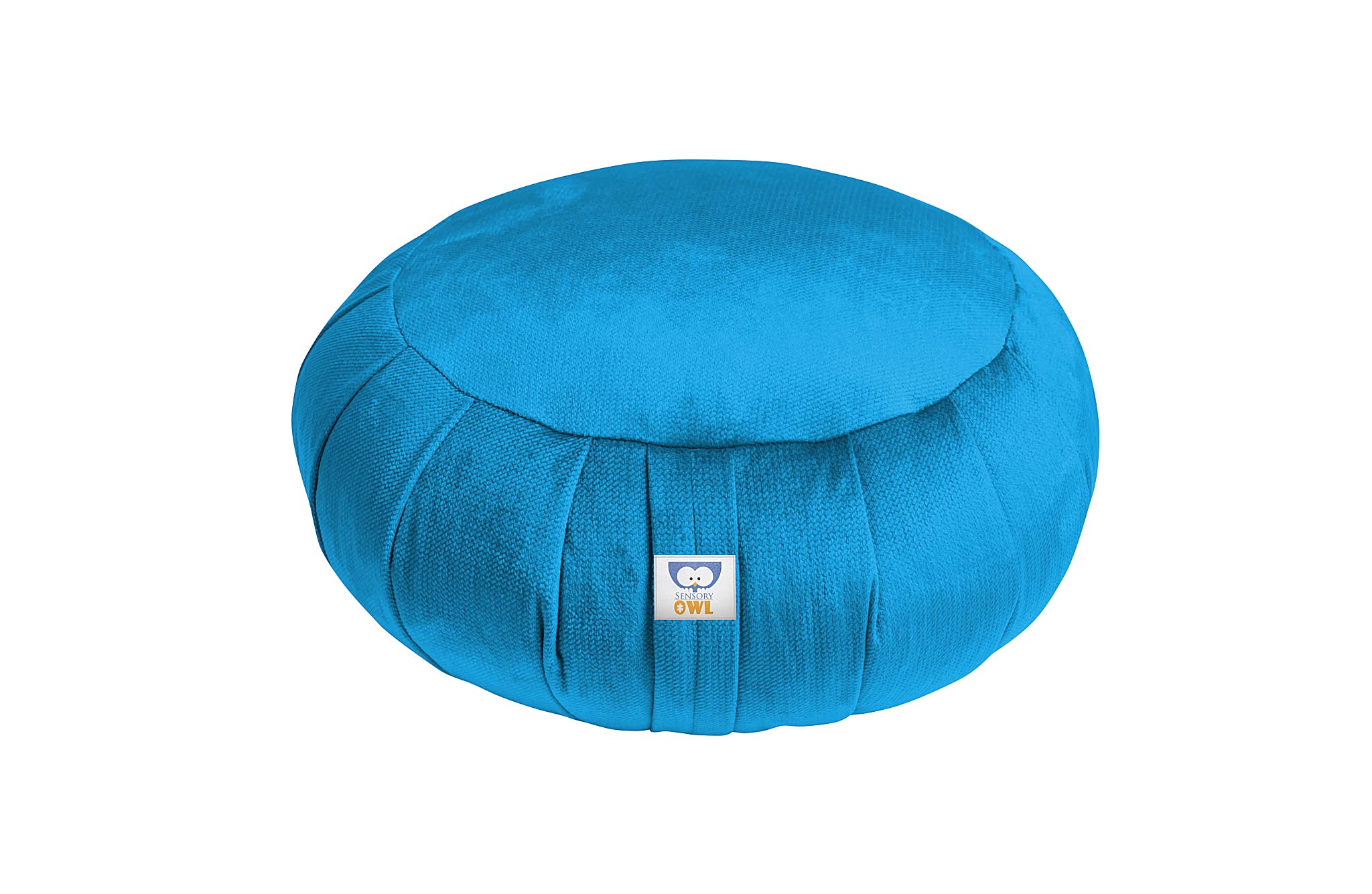 Sensory Owl Yoga Cushion Zafu Meditation Soft Velvet Buckwheat Husks Round Floor Cushion Turquoise