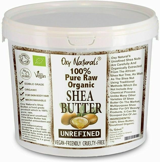 1KG Organic Shea Butter Unrefined Raw, Natural Extra Virgin A Grade African Pure Ivory All Body Butter Moisturiser Cream Lotion for All Skin Face Hair Type