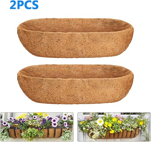 Miniatura 7 de ASkinds Trough - Forro de repuesto de coco, cesta colgante de media luna de 24 pulgadas, maceta de fibra de coco, maceta de fibra de coco para