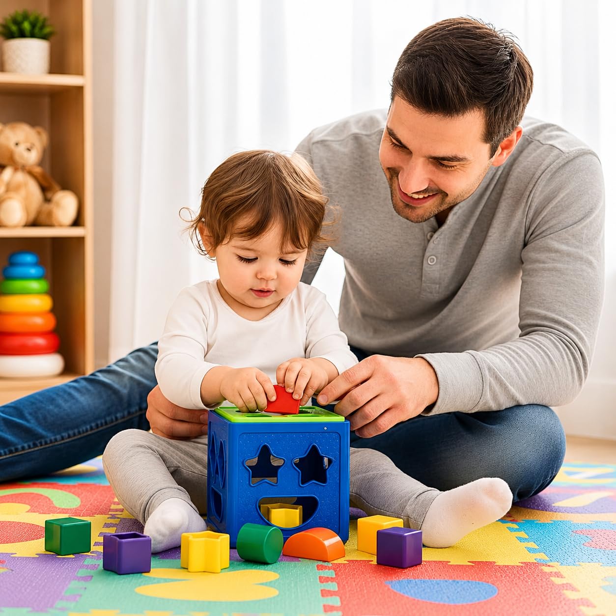 Shape Sorter Cube for Kids - Educational Toy -8