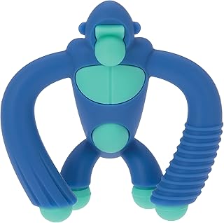 Nuby Geo Zoos Massaging Teether - Baby Teething Toy - Soft BPA-Free Easy Grip - 3+ Months - Blue Gorilla