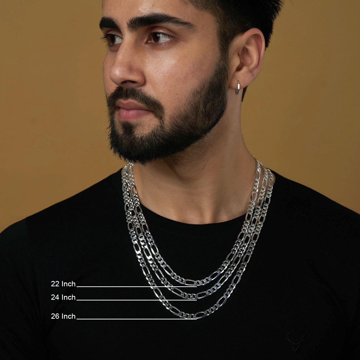 LeCalla Links Collar de cadena Figaro de plata de ley italiana de 3,5 mm y 6,8 mm para mujeres y hombres (16, 18, 20, 22, 24, 26 pulgadas)