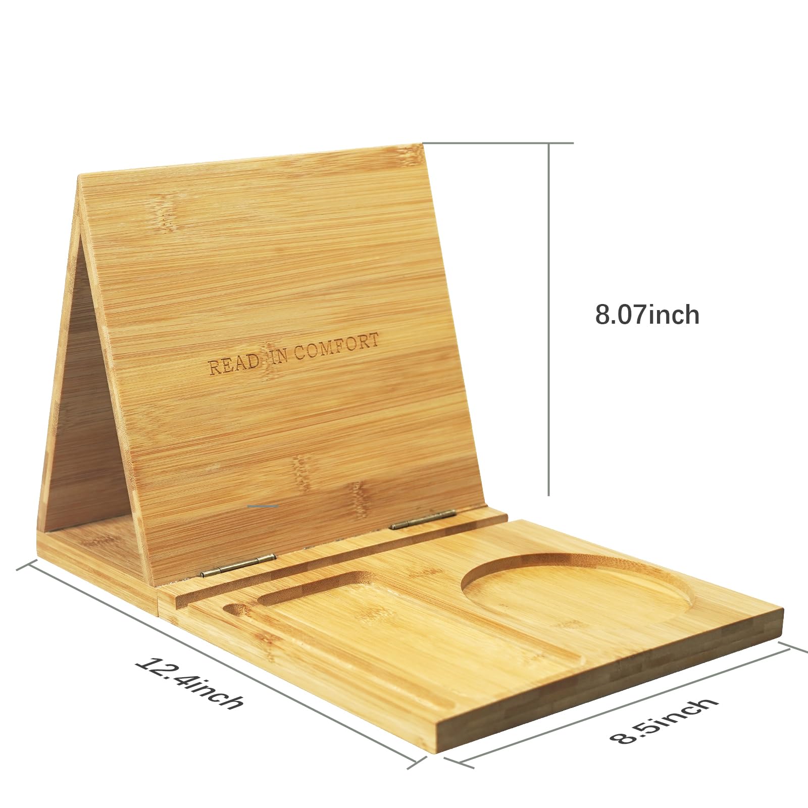Junfire Dreieckiger Bücherregal-Buchständer aus Holz mit Buchstütze, Bücherregal, das Gläser, Tassen, Brillen und Tablets, Tassenhalter, Brillenhalter
