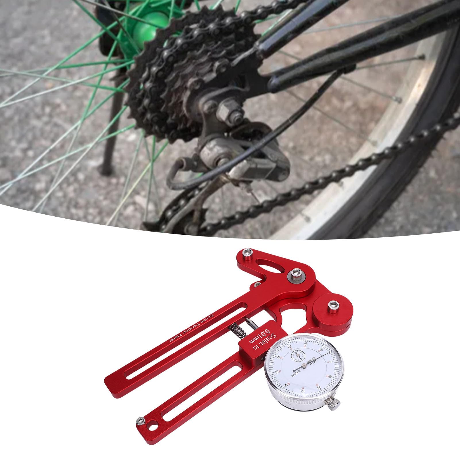 Misuratore di Tensione a Raggio di Bici, Regolazione della Bici del Bici di Allineamento di Allineamento Tensiometro Strumento di Riparazione del Tensiometro per Il Ciclismo