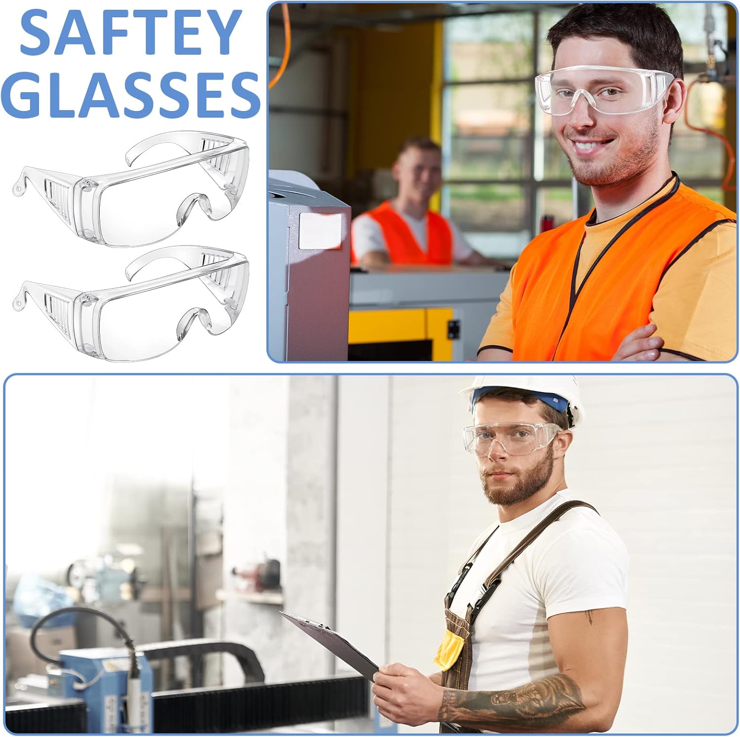 Queekay Safety Glasses over Eyeglasses Anti Dust Impact Scratch Safety Goggles for Men Women Nurses Workers Architect Lab - Image 6