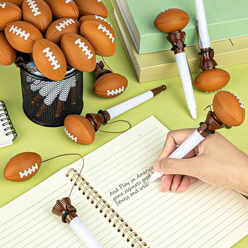 Miniatura 7 de HFAYDZSW 12 bolígrafos de aro de fútbol, divertidos temas deportivos, novedosos bolígrafos de tinta negra para fiesta de cumpleaños, premios,