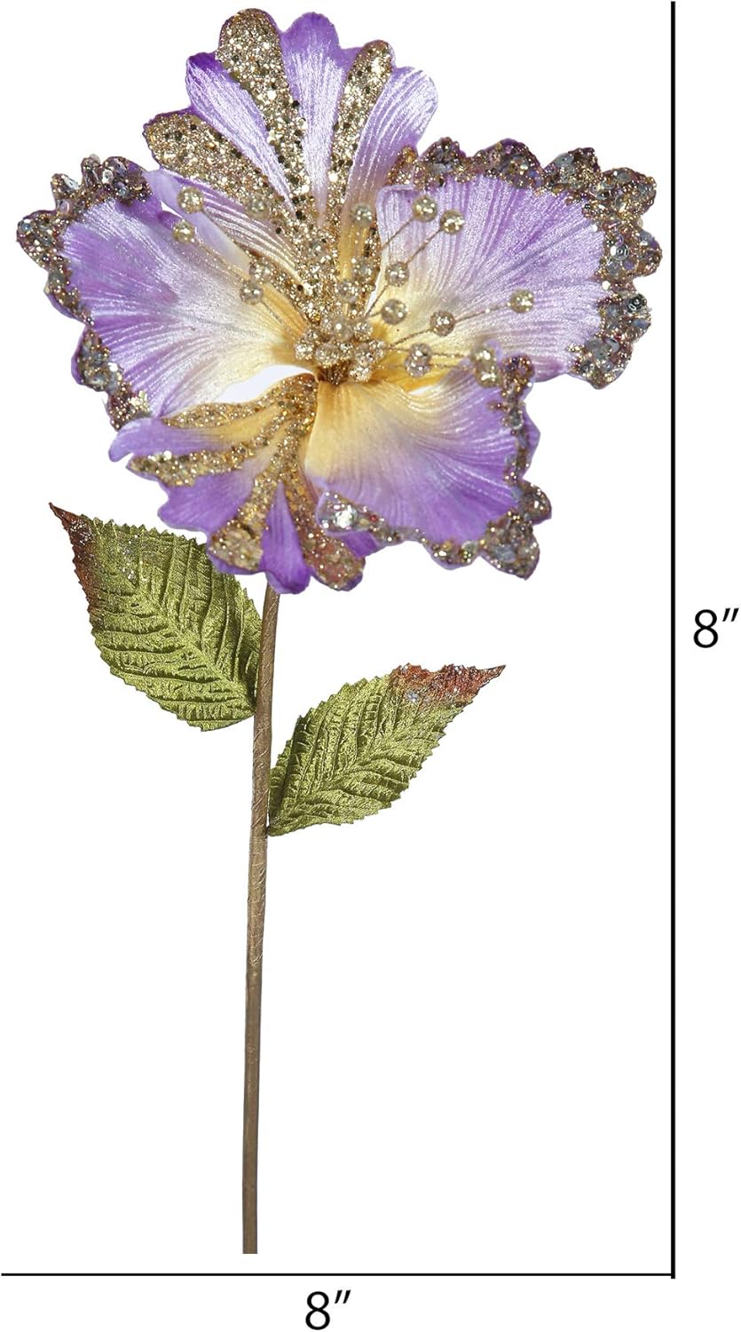 Vickerman 23" Violet Hibiscus Artificial Christmas Pick, 3 per Bag