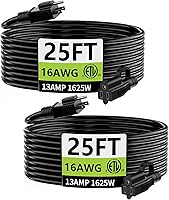 Vista 47 de HUANCHAIN Cable de extensión para exteriores de calibre 14/3 de 25 pies, resistente al agua, con cable eléctrico de 3 clavijas iluminado y flexible