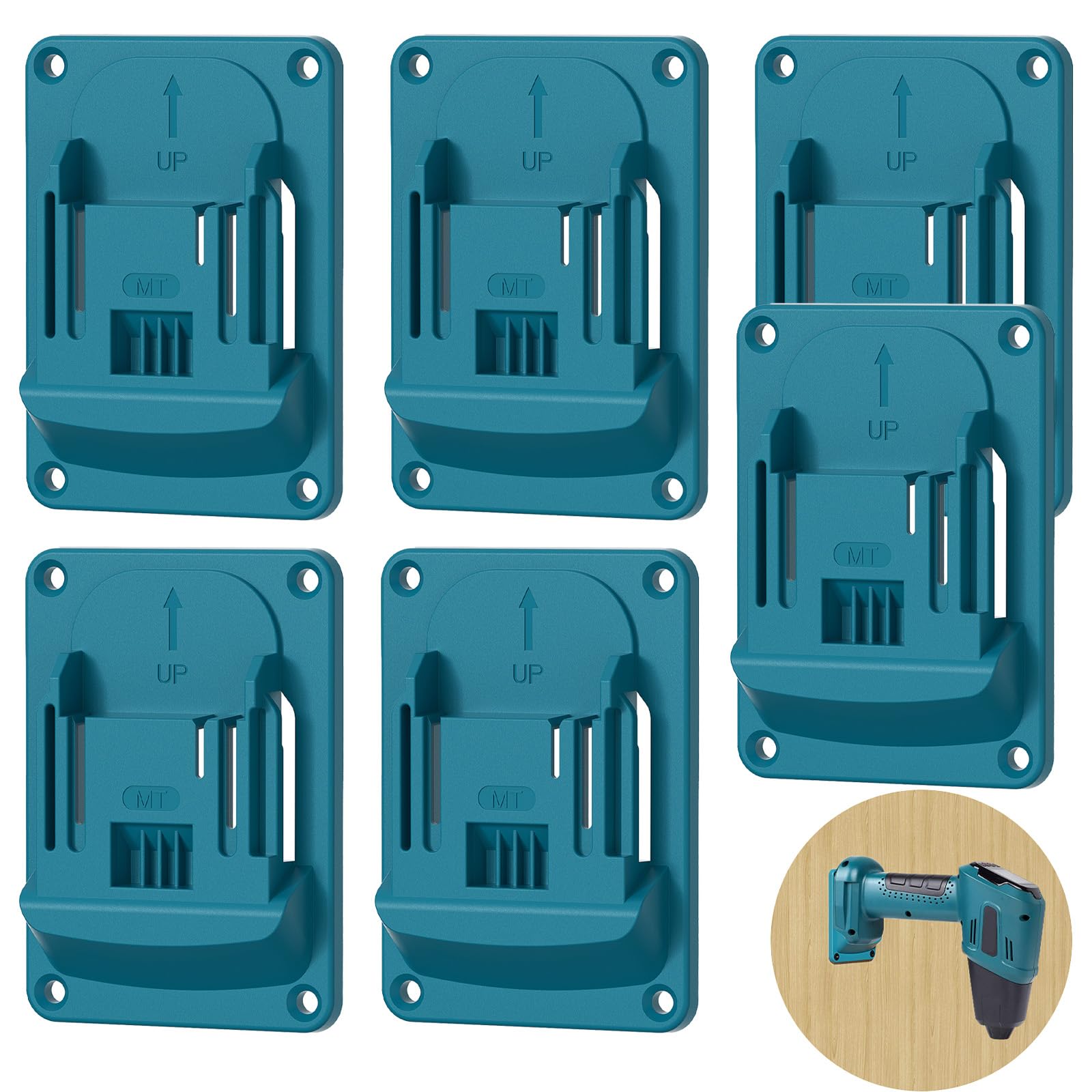 InYoHui 6 Pack Wall Mount Tool Holder Compatible with Makita 18V 14.4V Tool Drill Mount Holder Heavy Duty Power Tool Organizer Hanger for Cordless Drill Holder Garage Shelf Bracket Workshop Shed