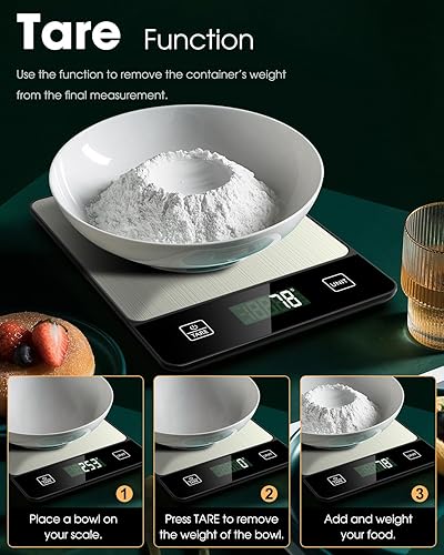 Miniatura 5 de Mik-Nana Báscula de alimentos, báscula digital de cocina de 22 libras, gramos y onzas para hornear, cocinar, café, preparación de comidas, franqueo,