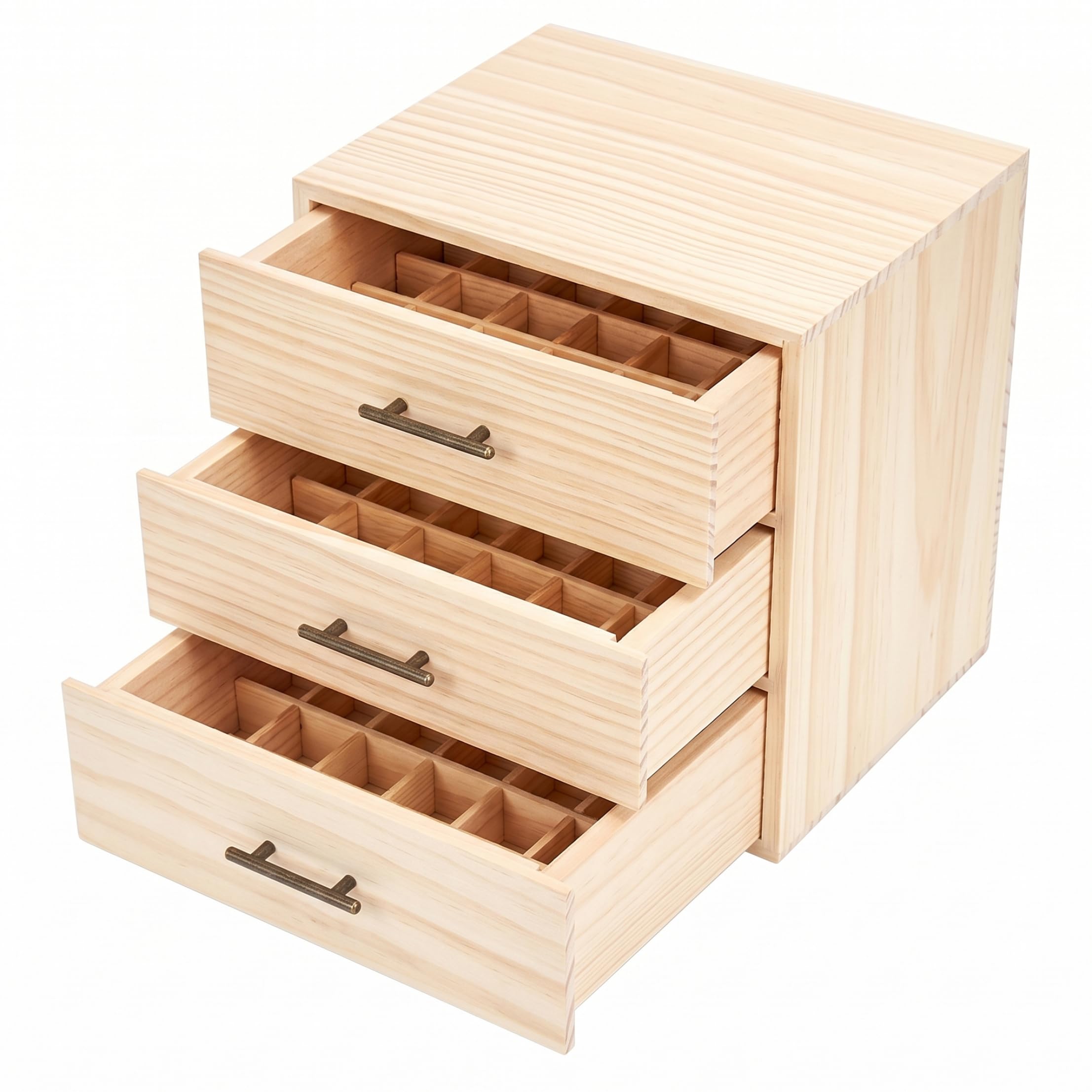 BEAHING 90-slot Essential Oil Storage Box, 3-tier Wood Essential Oil Holder For 5-15ml Bottles & 12ml Rollers, holder