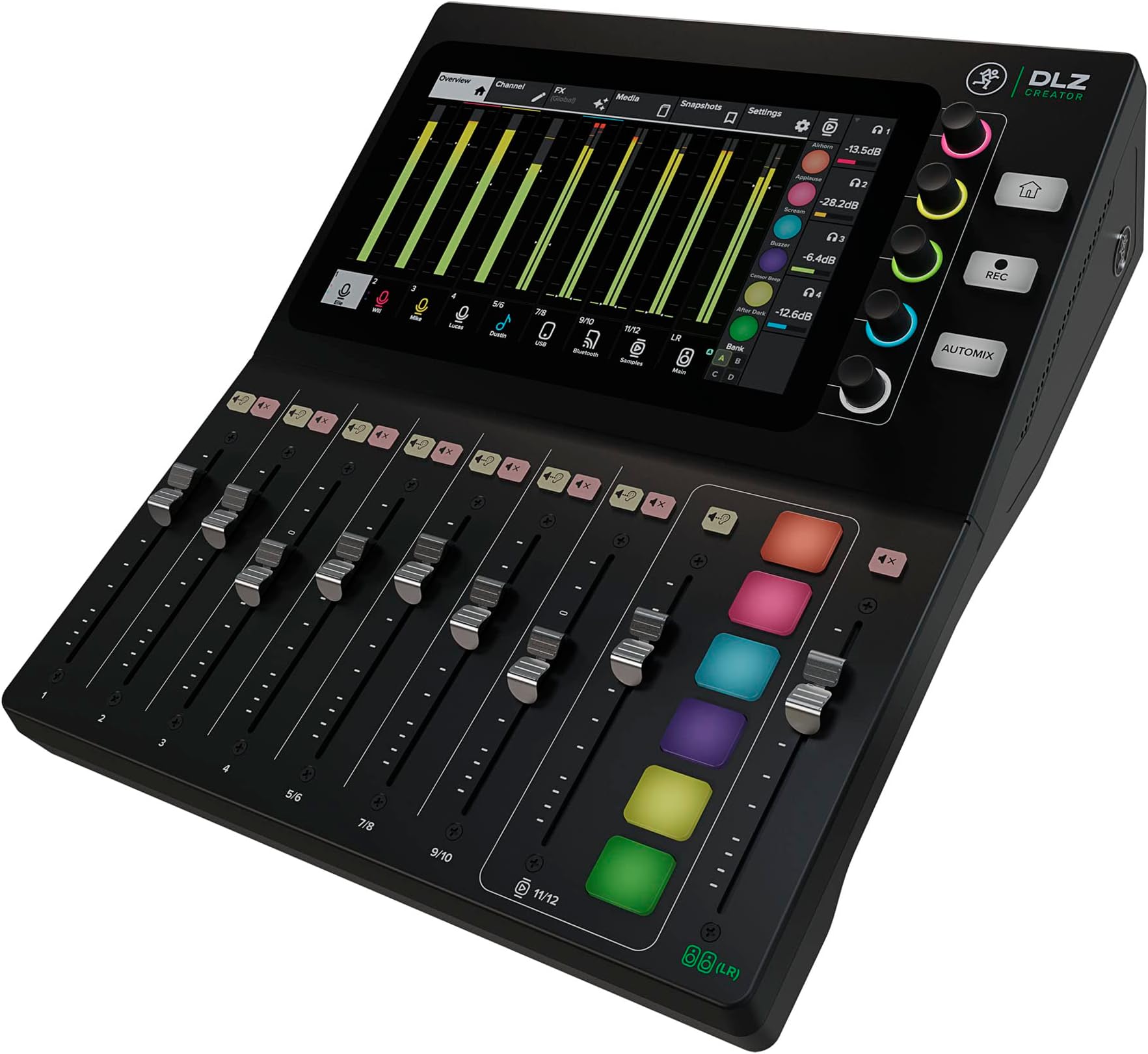 Mackie DLZ Creator Adaptive Digital Mixer for Podcasting, Streaming and YouTube with User Modes, Mix Agent Technology, AutoMix and Onyx80 Mic Preamps