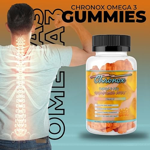 Miniatura 4 de Chronox Gomitas de aceite de pescado Omega 3 con sabor a naranja para adultos, delicioso suplemento de Omega 3 masticable con aceite de pescado,