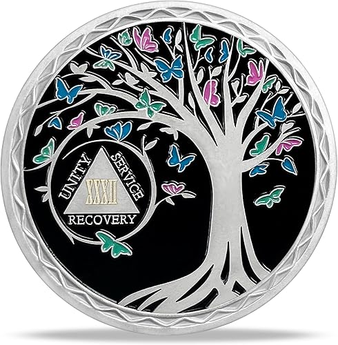 Miniatura 157 de Moneda de sobriedad de 2 años, árbol de la vida, medallón AA, Alcohólicos Anónimos, Ficha de aniversario, regalos de sobriedad para mujeres y 02 Años