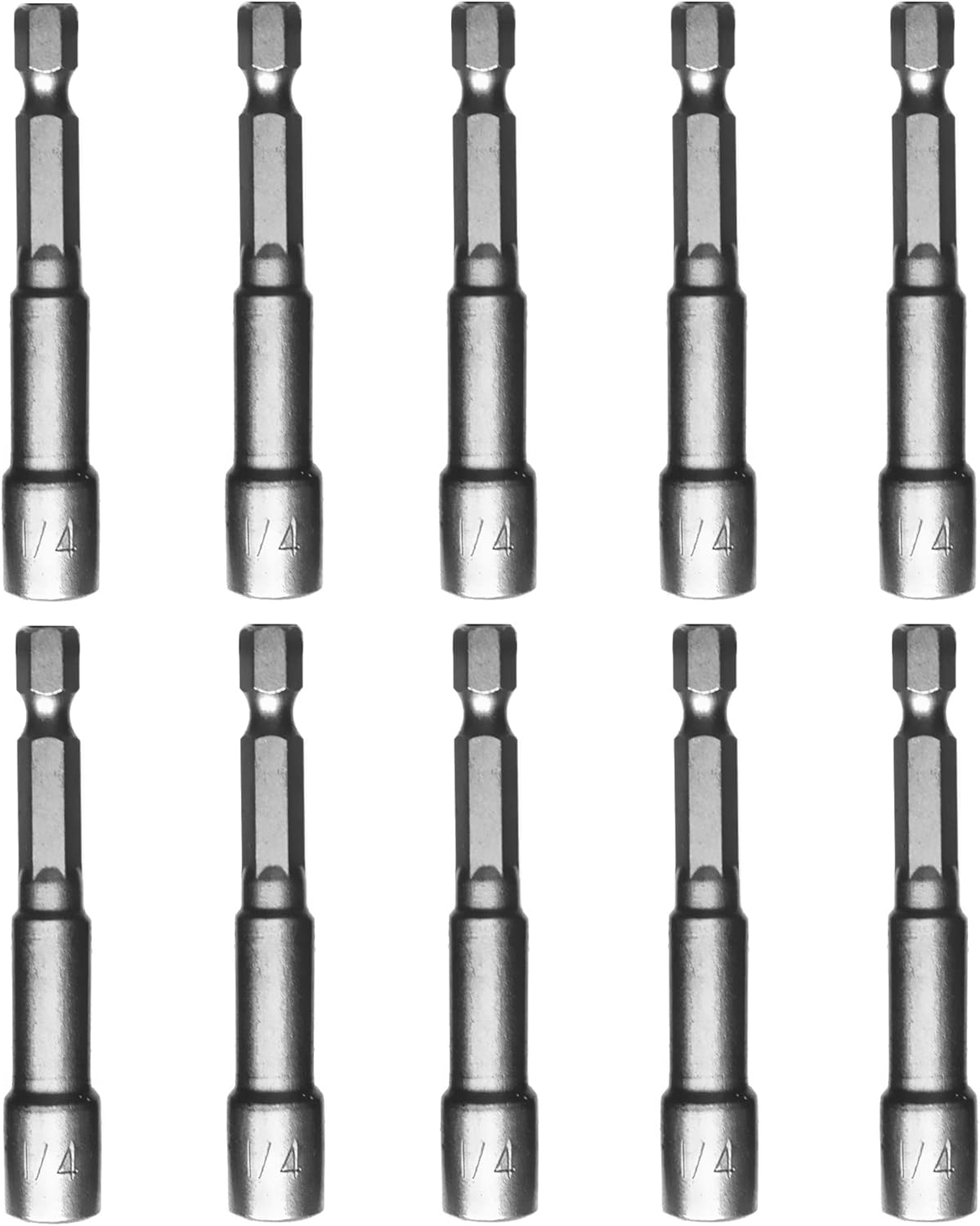 1/4'' Nut Driver Bit Sets 10PCS, SKZIRI 1/4 inch Nut Driver Hex Shank Quick Change Socket Nut Impact Driver Adapter Alloy Steel (10)