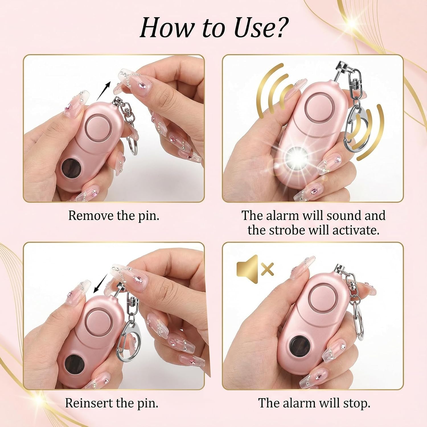 Personal Alarm for Women Keychain Alarm: Qoosea 135dB Emergency Keychain Siren with Strobe Light Loud Siren for Women Kids Students Seniors Emergency Self-Defense for Night Sports
