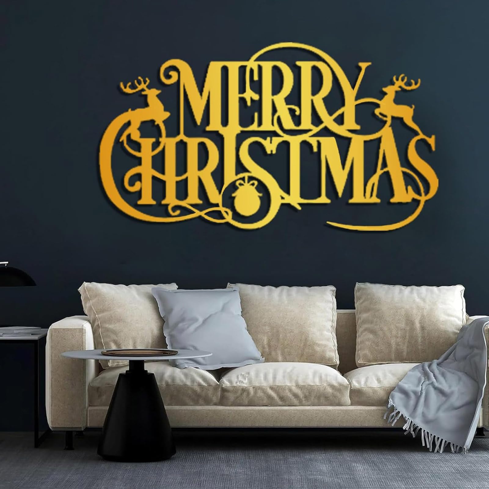 LARNT Decoración de pared de metal de Feliz Navidad, letrero de pared de Navidad, decoración de pared de Navidad, decoración de letras de metal de Navidad, arte de pared de metal, decoración del hogar