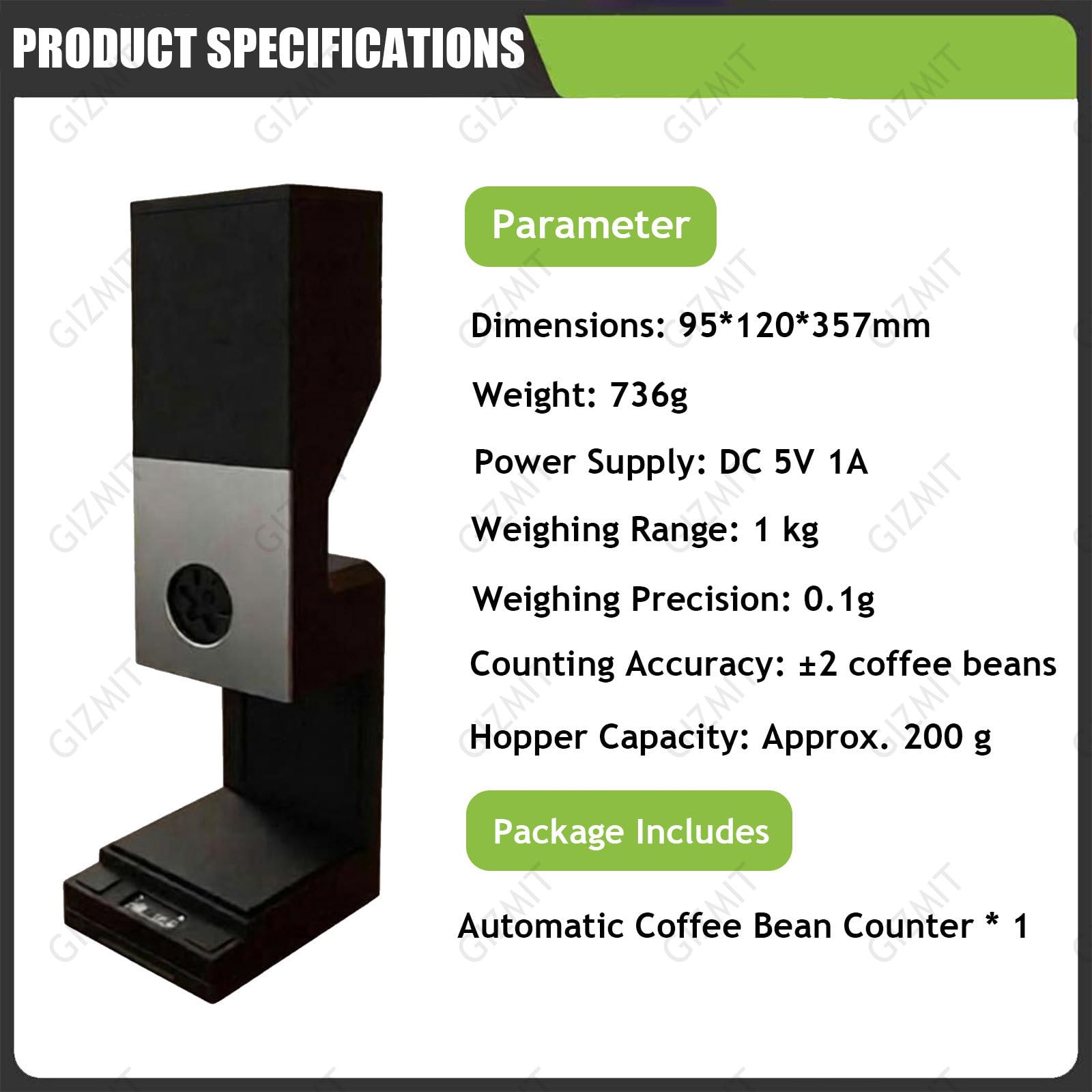 Dispenser Monodose, dosatore di Chicchi di caffè (Versione in Metallo), Macchina per Il Pre-dosaggio di Chicchi di caffè, per Lo stoccaggio di Fiocchi d'avena e Chicchi di caffè.