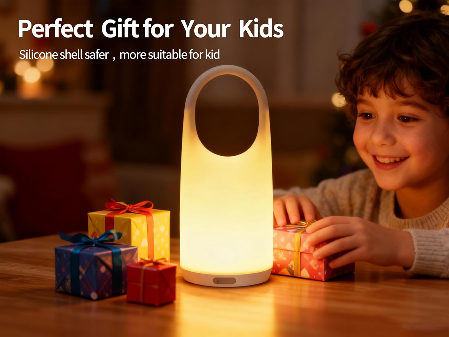 Portable Night Light Table Lamp 2 in 1 Charging LED Camping Lantern Waterproof 3-Levels Dimming&Silicone Shell Shatterproof Survival Kits for Indoor Outdoor Home Emergency Light Power (Warm Colors)