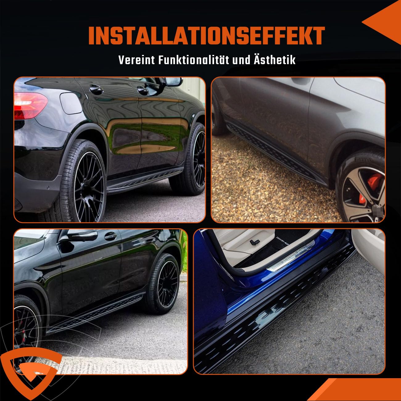 Trittbretter Seitenbrett Set Kompatibel mit Mercedes Benz GLC X253 C253 2015-2022, Belastbar bis 360KG, Seitenschweller mit Halterung, Aluminium Schweller, rutschfest, robust, Links & Rechts