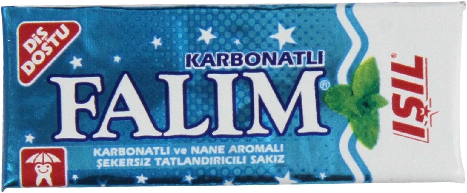 Falim Sugar Free / Sugarless Chewing Gum - Total 100 Pieces - Pack of 5 x20 Pieces - Tooth Friendly - Certified Member of the University of Zurich Dental Friendly Association (1996) (Carbonate & Mint)