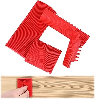 Wood Grain Tool, Natural Wood Graining Tool Set Simulated Paint Roller Kit for DIY Wall Room Decoration, Decorative Painting and Your DIY Projects with Woodgrain Patterns (Red-4)