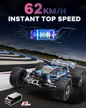 MJX Hyper Go 16207 1:16 Brushless RC Buggy, 4WD 60 km/h High Speed All Terrain RC Truck For Adults, 4x4 1/16 RC Car For Adults With Oil Filled Shocks, 3S Compatible, Metal Drivetrain, RTR 2.4GHz RC