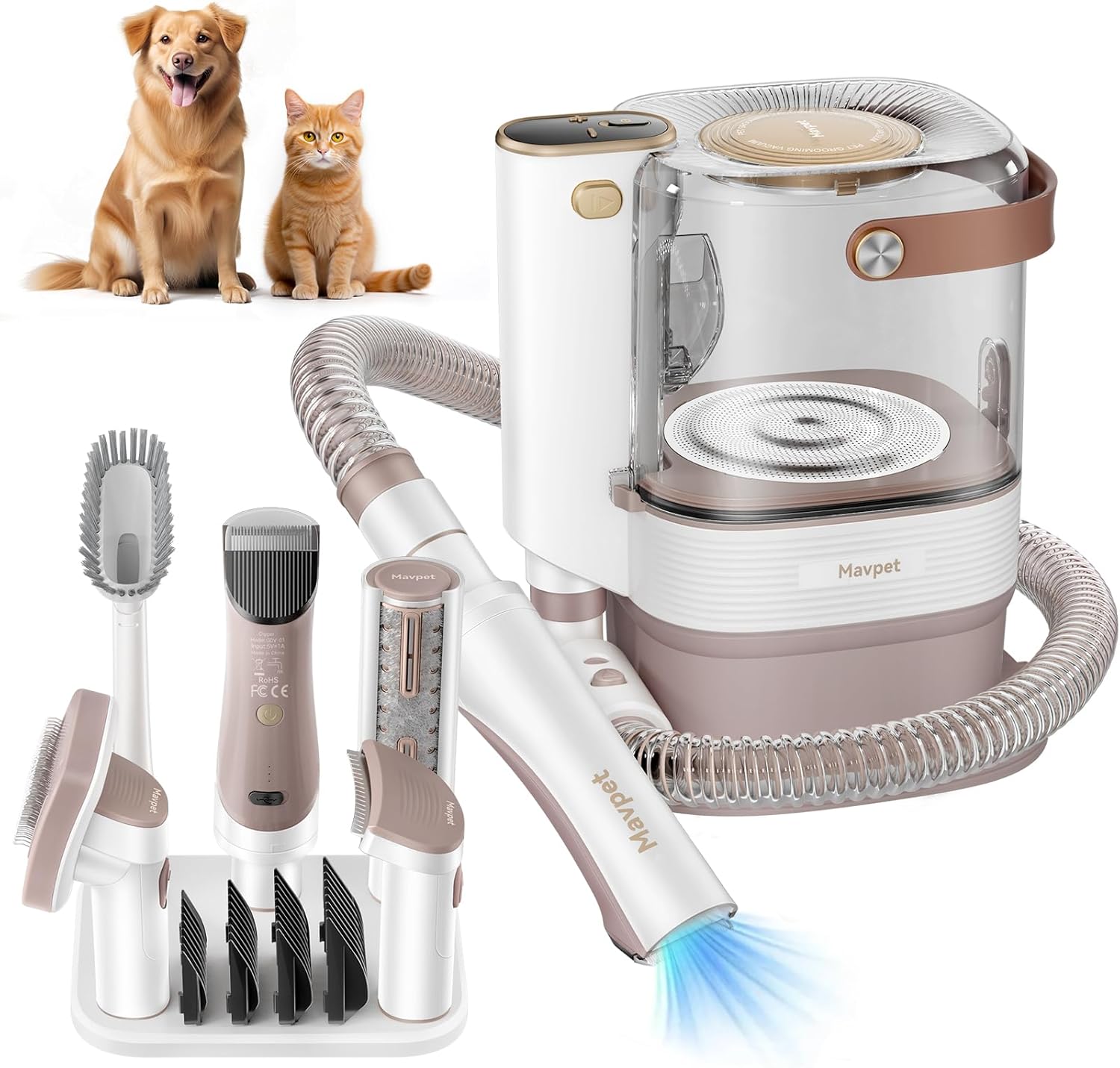 3.2L Dog Grooming Kit & Vacuum Suction, 3 Level Pet Hair Vacuum Groomer with Clippers for Thick Coats, 6 Shedding Grooming Tools for Dogs Cats 3.2L Dog Grooming Kit & Vacuum Suction, 3 Level Pet Hair Vacuum Groomer with Clippers for Thick Coats, 6 Shedding Grooming Tools for Dogs Cats