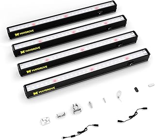 Grow Lights for Indoor Plants 1FT, Red-Enhanced Full Spectrum 5000K Grow Light, 28W(4 x 7W), T5 LED Grow Light Strips for Leafy Greens and Vegetables, High PPFD, Linkable, Black, 4-Pack