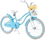 BABY JOY Les enfants font du vélo, 12 14 16 18 20 Inch Garçons filles vélo avec/Assise réglable, Panier amovible, Brake à main & Frein rétropédalage, roues d'entraînement ou kiosque à roulettes, vélo enfant avec multi-couleur