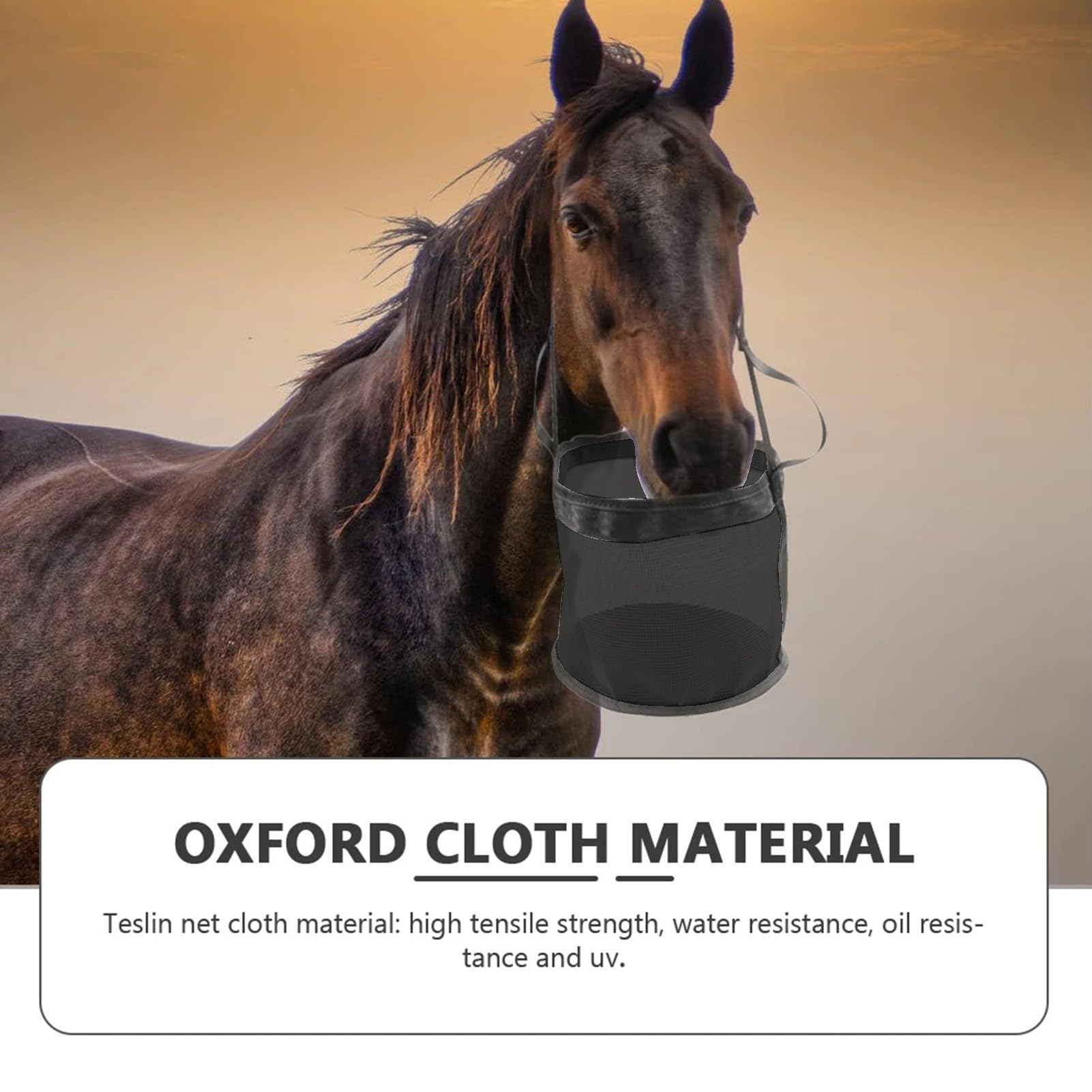 Sacos de pienso, bolsa de alimentación ajustable para bolsas de comida duradera para caballos con correas ajustables, cómodo cojín para el cuello y almohadilla nasal, 3 tamaños