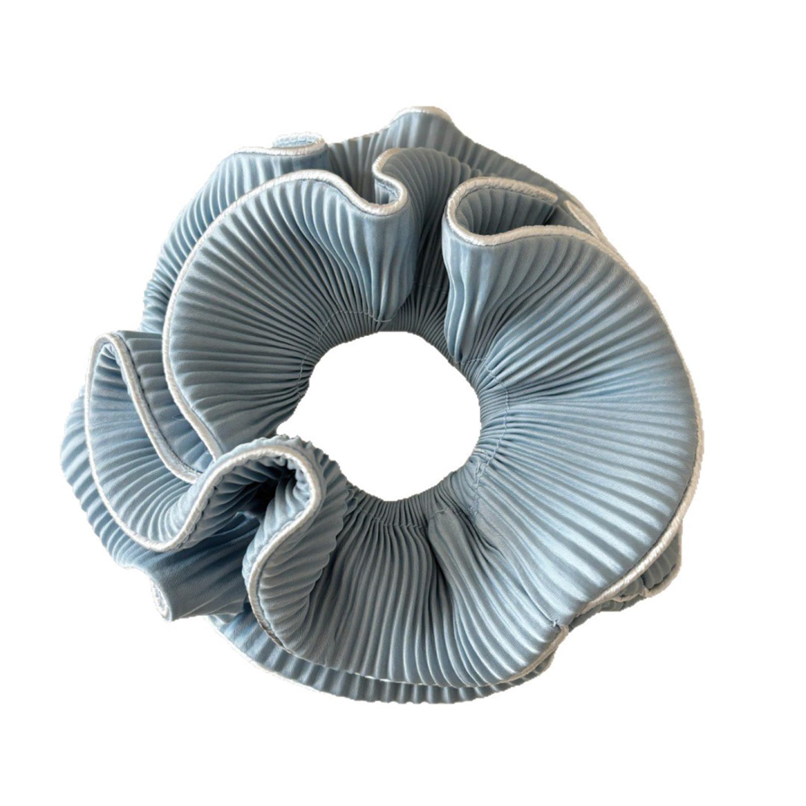 BWANGIAO Korean Charm Large Ruffled Scrunchies With Pleated Design Soft Fabric Hair Tie For Women And Girls