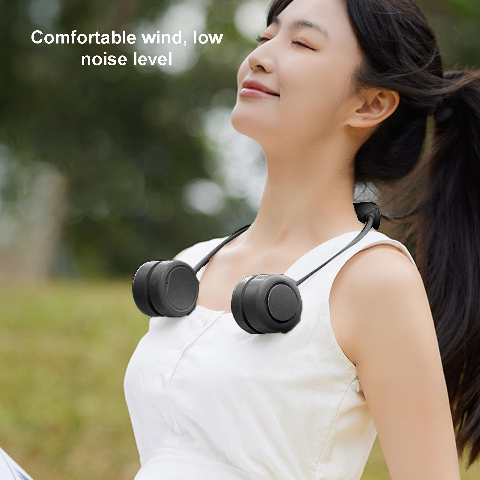 Zerodis Ventilatore da Collo Portatile, Silenzioso e Indossabile con Batteria, 3 velocità, Raffreddamento a Semiconduttore per Ufficio, Palestra, Viaggi e attività all'aperto. (BLACK)