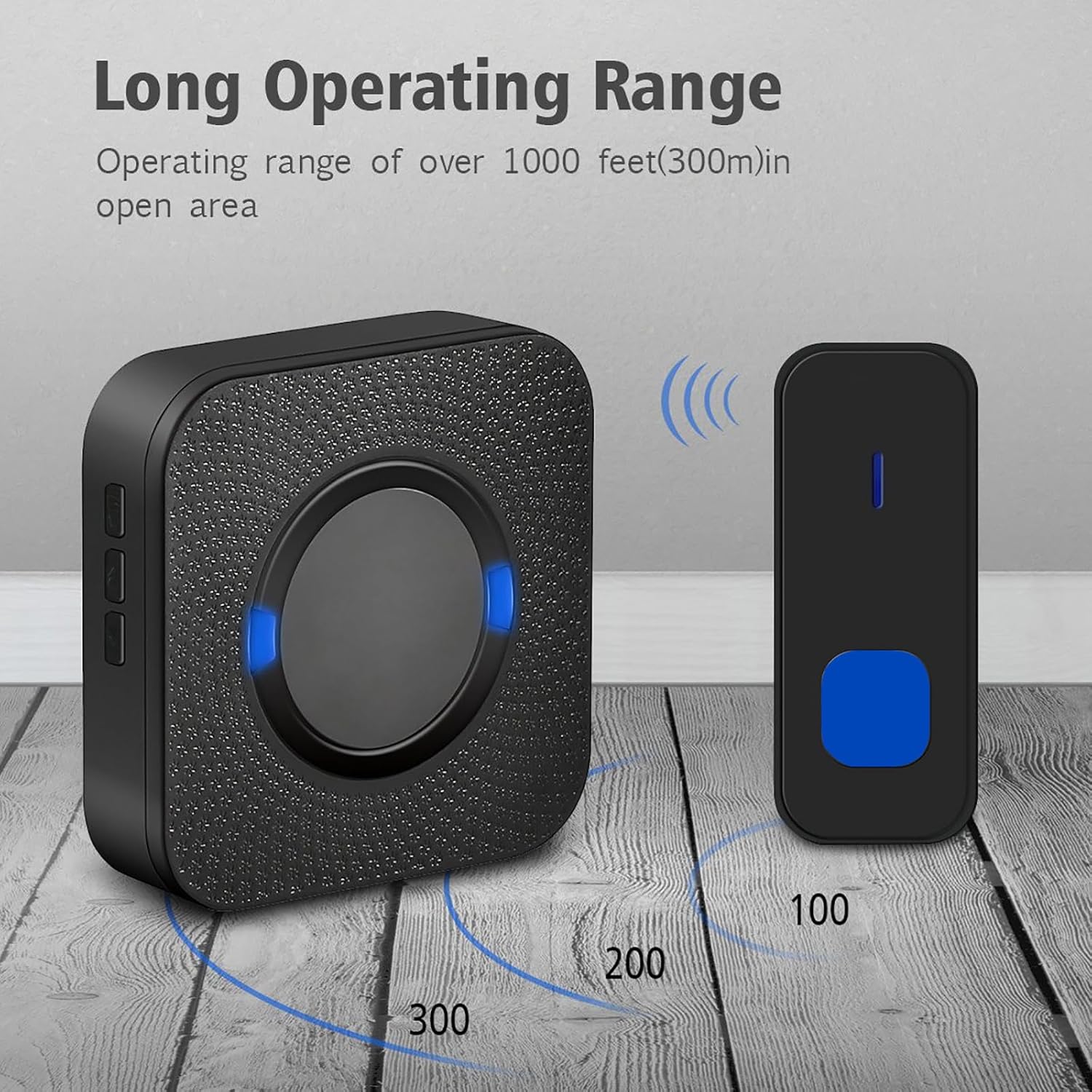 Wireless Doorbell Chime for Home, Battery Operated Waterproof Plugin 300M/100M Range Wireless Door Bell Receivers Chime