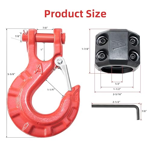 Miniatura 4 de syhvu Gancho de cadena con pestillo de seguridad Heavy Duty horquilla Gancho deslizante Grado (rojo)
