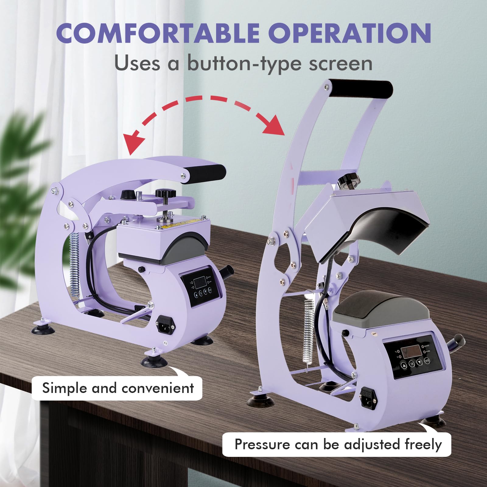 Prensa de Calor para Sombreros, 9,5 x 15 cm Máquina de Prensa de Calor, Rotación de 360 °, Anti-Adhesiva Prensa de Impresión para Sombreros Prensa Automática para Nailon, Lino, Hilo