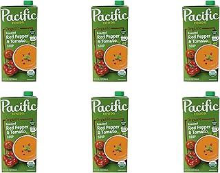 Pacific Foods Organic Roasted Red Pepper and Tomato Soup, 32 oz Carton (Pack of 6)