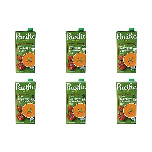Pacific Foods Organic Roasted Red Pepper and Tomato Soup, 32 oz Carton (Pack of 6) - Red Pepper Tomato - 32 Fl Oz (Pack of 6)