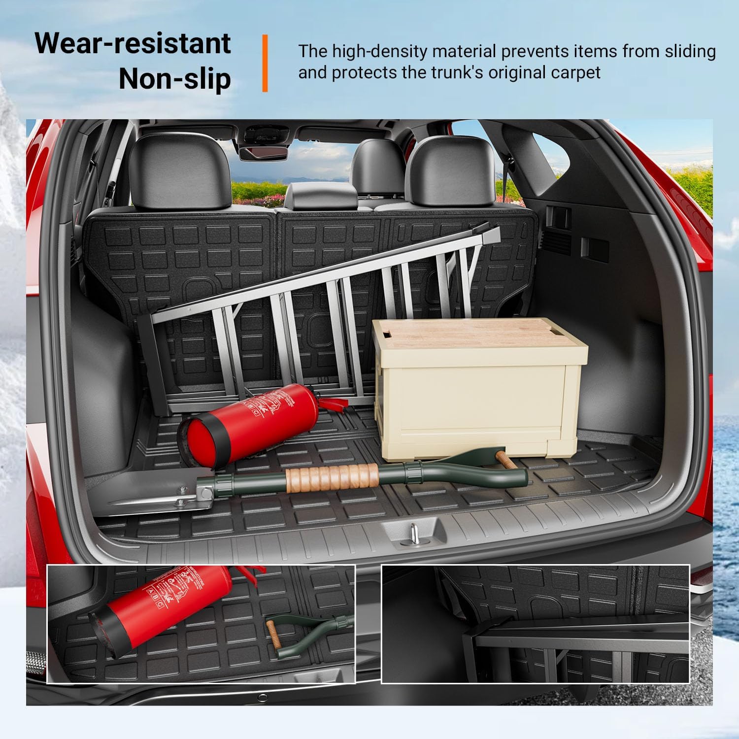 powoq Cargo Mat Compatible with 2022-2025 2026 Tucson Trunk Mat Cargo Liner TPE All Protection Trunk Liner Backrest Replacement for 2022-2025 2026 Tucson Accessories