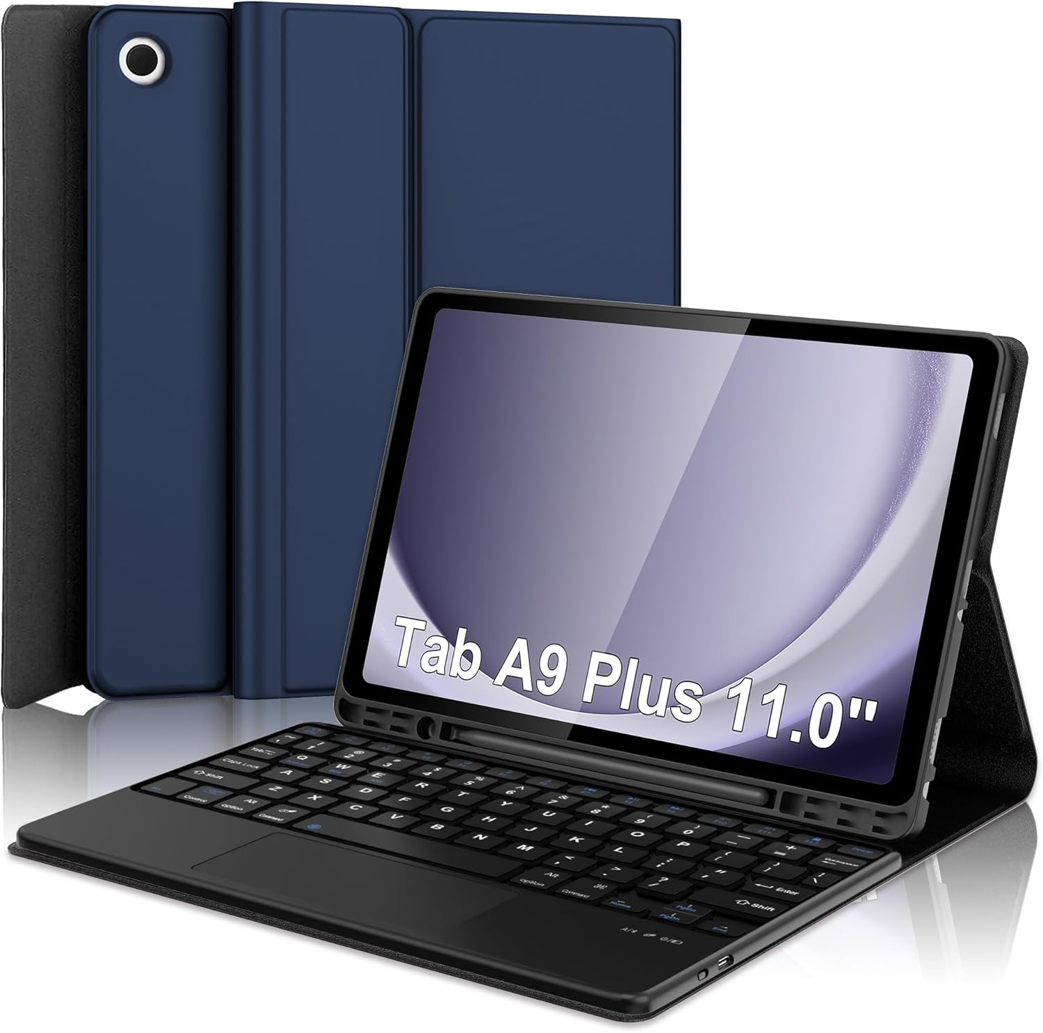 Keyboard Case for Samsung Galaxy A9 Plus Tab 11inch, Galaxy Tab A9+ 5G Case with Touch Keypad - Detachable Bluetooth Keyboard with Trackpad, Cover for Samsung Tablet A9Plus with Pen Holder, Navy Blue