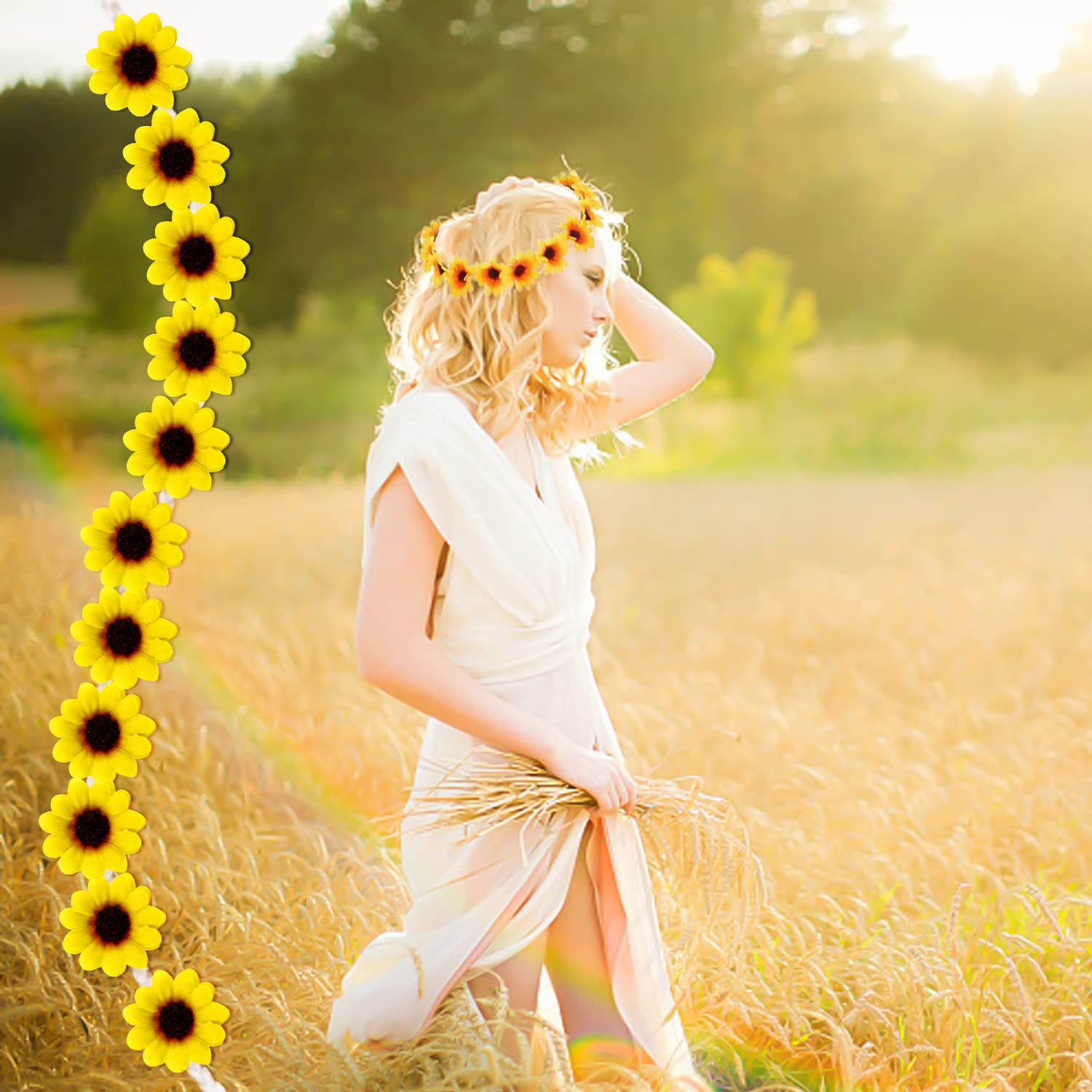 30 Teste Di Girasoli Artificiali In Seta – Fiori Finti Per Decorazioni Fai Da Te, Matrimoni E Festa, Diametro 9 Cm - 2