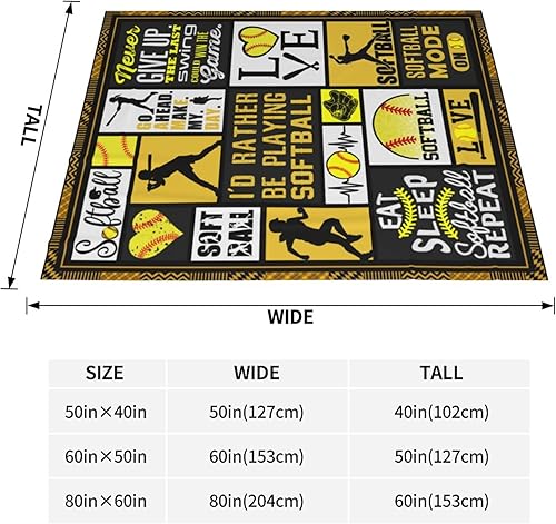 Miniatura 3 de Manta de softbol de 80 x 60 pulgadas, manta de regalo de softbol, súper suave, cálida y cómoda, para otoño, invierno, primavera, todas las estaciones