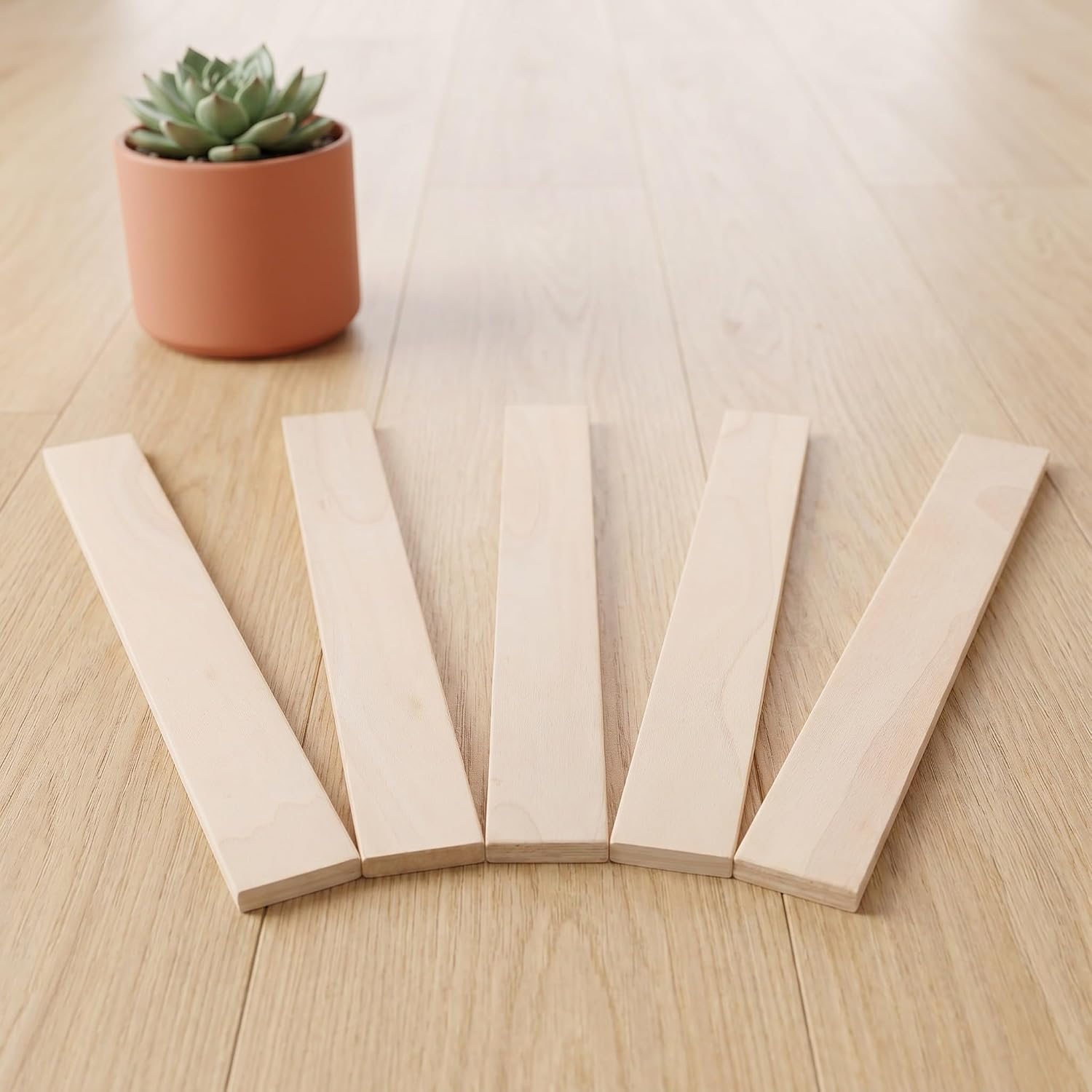 Wooden Bed Slats Replacement Thick Solid Wood with Smooth Finish 5pcs for Mattress Frame Support Easy Replacement and Reinforces Mattress Support, Size 44.5x5x0.9cm, for Wooden